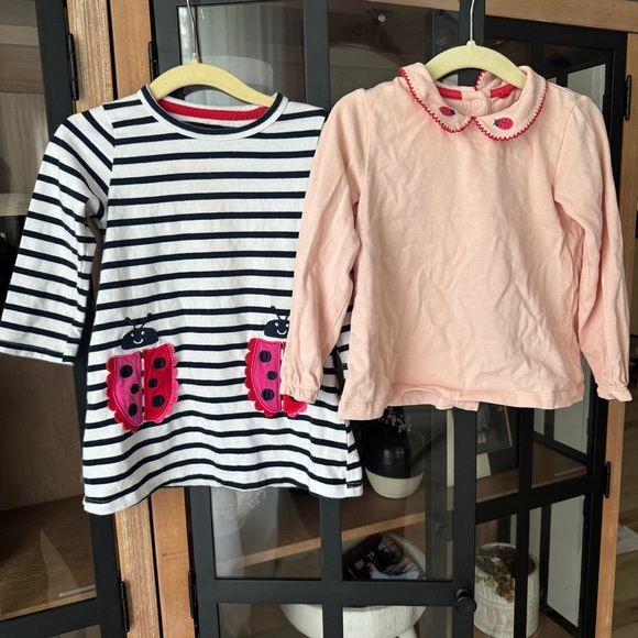 Mini Boden lady bug bundle dress appliqué embroidered long sleeve top tee stripe - Picture 1 of 10